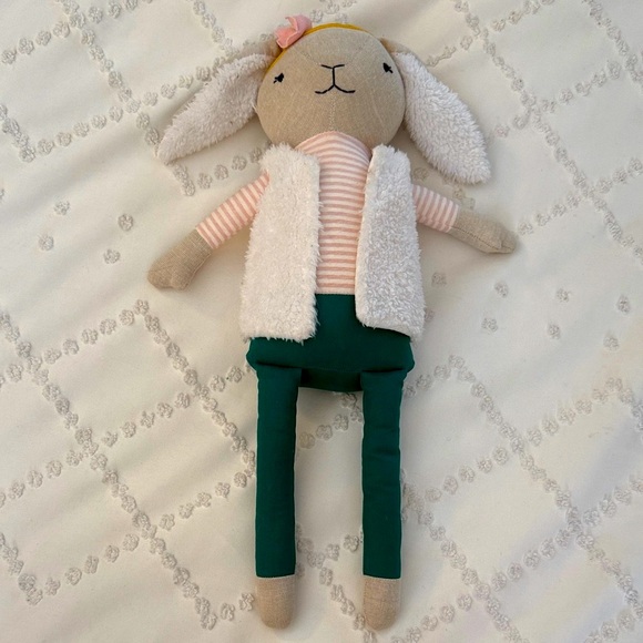 Pillowfort Plush Bunny with Pink Stripes and Green Pants - Picture 1 of 1